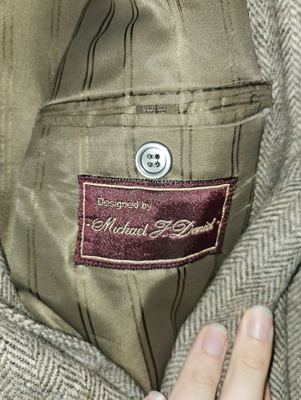 Pure Shetland Wool Tan Blazer Jacket XL Academia